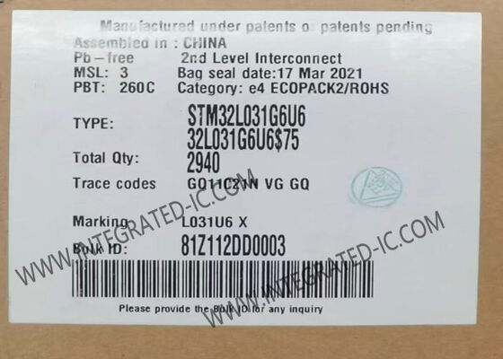 Microcontrôleur MCU STM32L031G6U6 Ultra-basse consommation 32 bits ARM Cortex-M0+