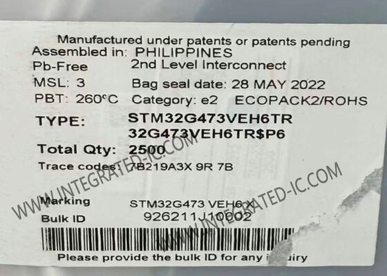 Microcontrôleur STM32G473VEH6TR MCU 32 bits ARM Cortex-M4 avec une vitesse de 170 MHz et 512 Ko de mémoire Flash