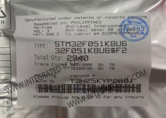 STM32F051K8U6 MCU microcontrôleur 32 bits avec CPU 48 MHz pour les applications intégrées courantes