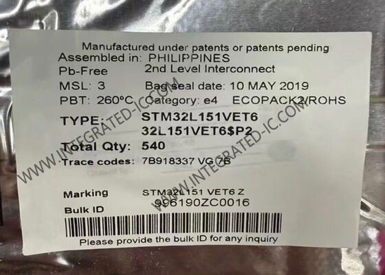 STM32L151VET6 Microcontrôleur MCU à ultra-faible puissance ARM Cortex-M3 32 bits 512 kB mémoire flash 32 MHz MCU