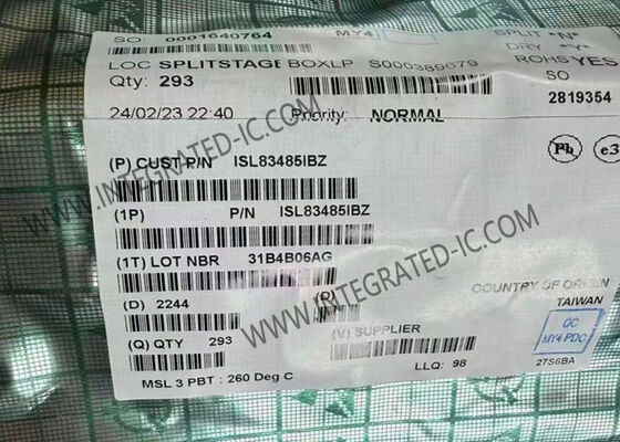 Puce de circuit intégré ISL83485IBZ, émetteur-récepteur RS-485/RS-422 semi-duplex 10 Mbps, boîtier SOIC-8