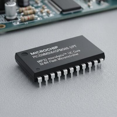 PIC32MM0064GPM048-I/PT Microcontrôleur flash 32 bits avec MIPS32 microAptivTM Core, vitesse de 25 MHz et 38 entrées/sorties