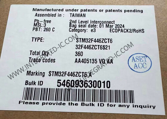 Microcontrôleur MCU STM32F446ZCT6 3.3V Microcontrôleur IC 144-LQFP Package