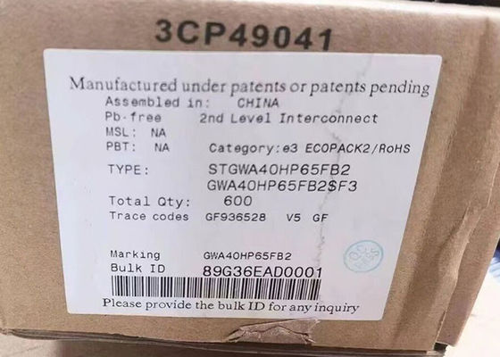 Puce de circuit intégré STGWA40HP65FB2 Tranch Gate Field-Stop 650V 40A Transistors IGBT à grande vitesse