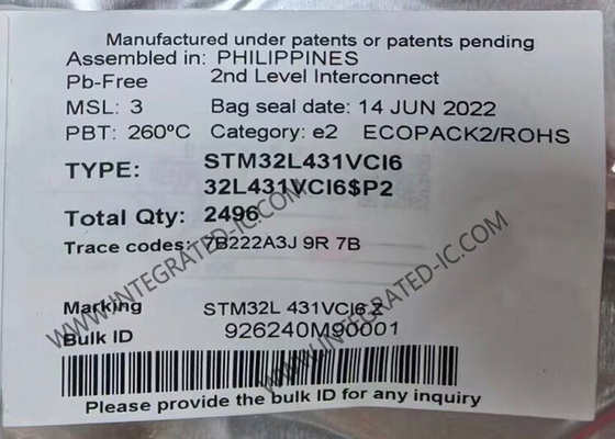 STM32L431VCI6 Microcontrôleur MCU ARM Microcontrôleur 80MHz MCU intégré UFBGA100