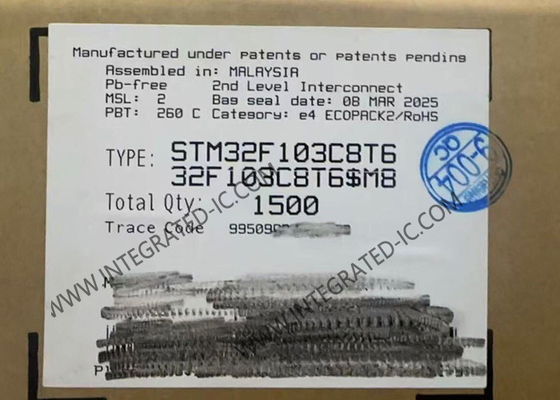 STM32F103C8T6 Microcontrôleur MCU 72MHz 32 bits Microcontrôleur à noyau unique IC LQFP48
