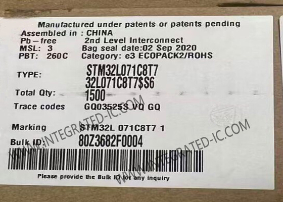 Microcontrôleur MCU STM32L071C8T7 Jusqu'à 32 MHz STM32 MCU à ultra-faible puissance LQFP-48
