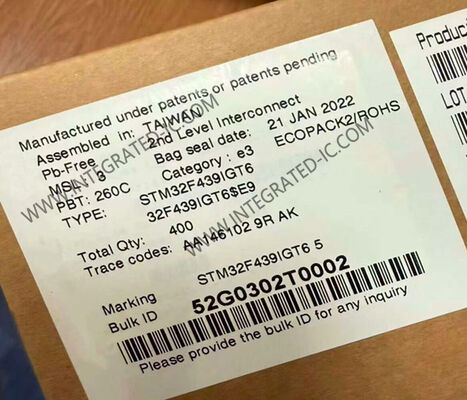 Microcontrôleur STM32F439IGT6 MCU avec boîtier LQFP-176, CAN 12 bits et tension d'E/S de 3,3 V Puce de processeurs embarqués