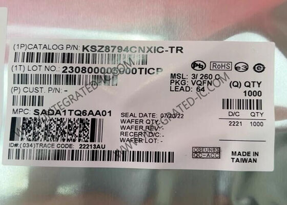 Puce de commutateur Ethernet géré 4 ports KSZ8794CNXIC Ethernet IC dans un boîtier QFN-64