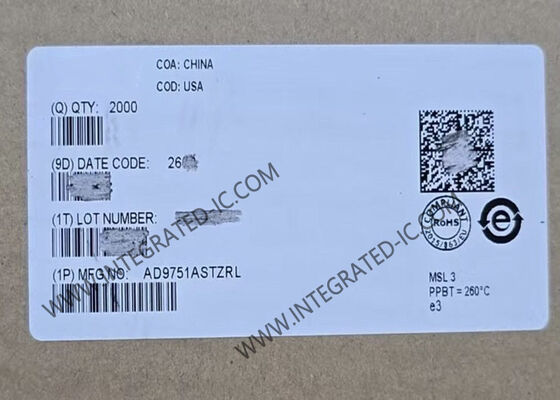 AD9751ASTZ puce de circuit intégré à 10 bits convertisseur numérique à analogique LQFP-48