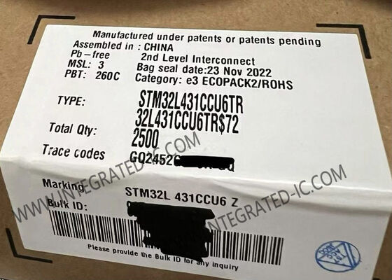 STM32L431CCU6 Microcontrôleur MCU 32 bits à un seul cœur 80MHz 256KB Flash Microcontrôleur IC